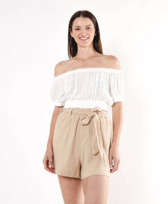 Short mujer lazo textura